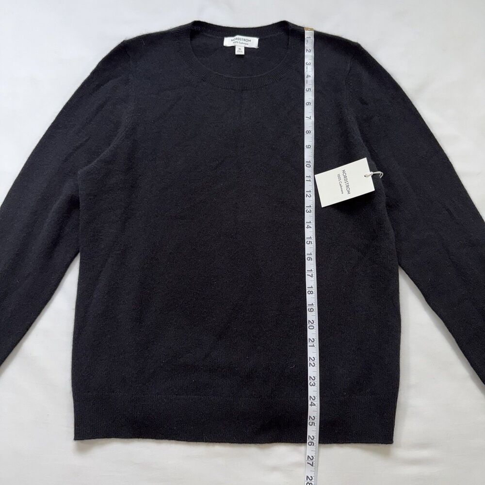 Nordstrom 100% Cashmere Crewneck Sweater Black Sz XL Minimalist Quiet Luxury NWT - Picture 5 of 11
